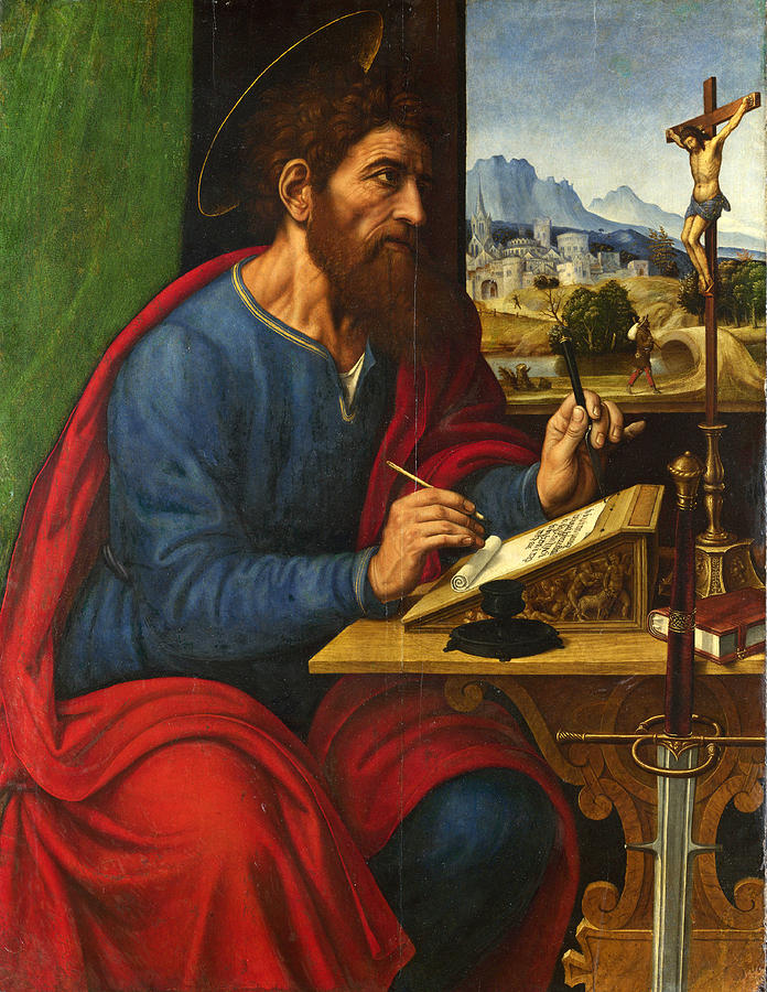 Saint Paul Writing Painting by Pier Francesco Sacchi