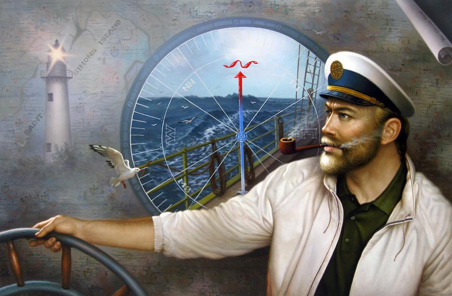 Saint Simons Island Map Captain 3 Painting by Yoo Choong Yeul