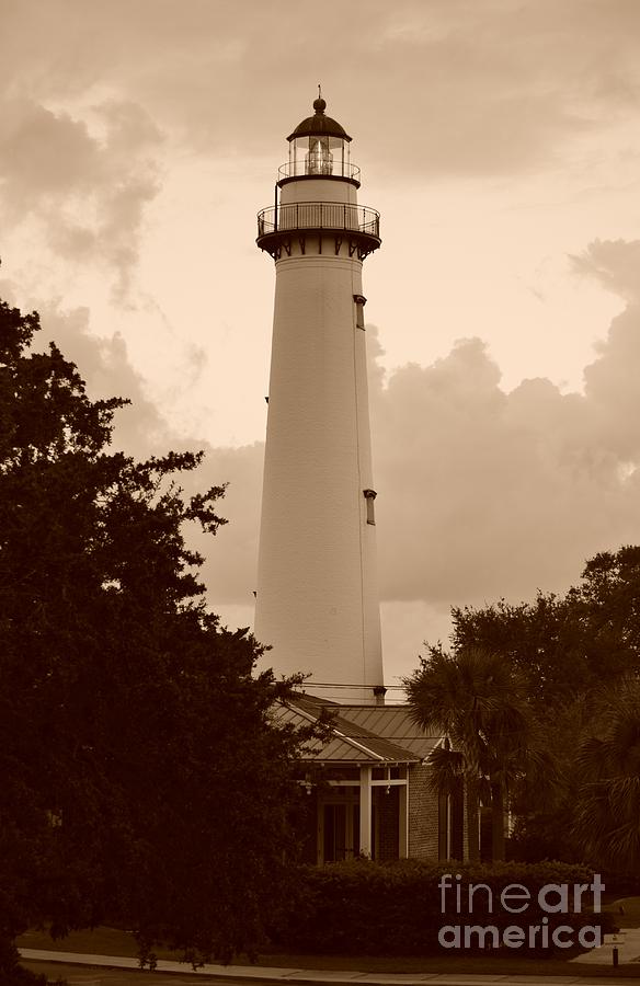 Saint Simons Lighthouse In Sepia Photograph by Bob Sample