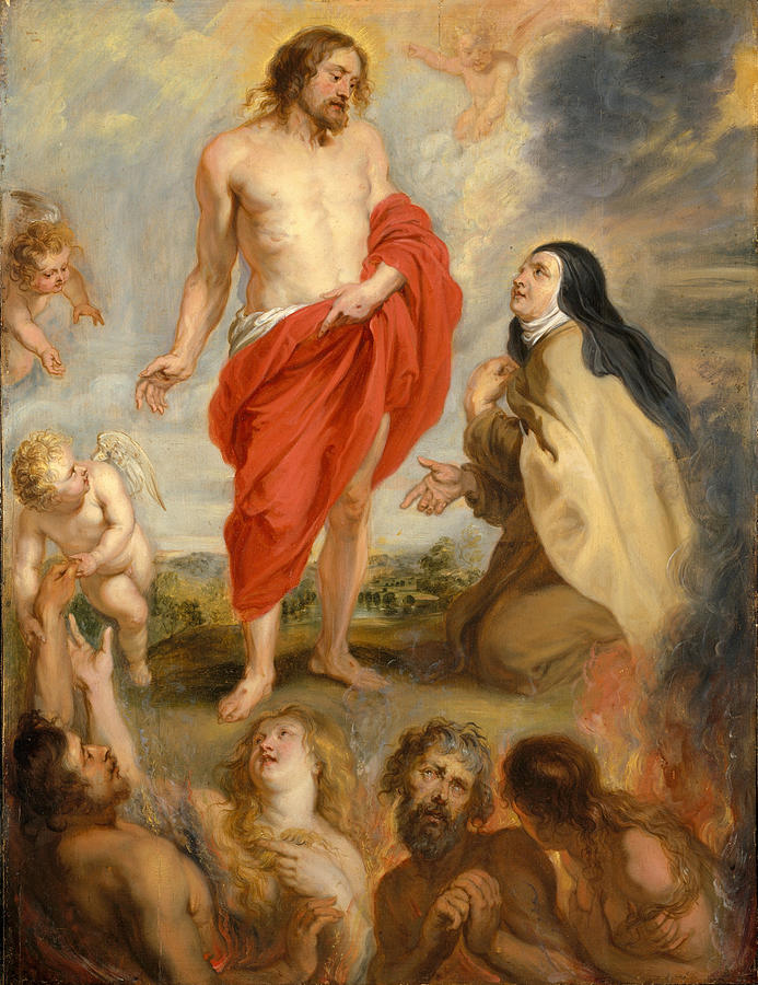 Saint Teresa of Avila Interceding for Souls in Purgatory Painting by Workshop of Peter Paul Rubens