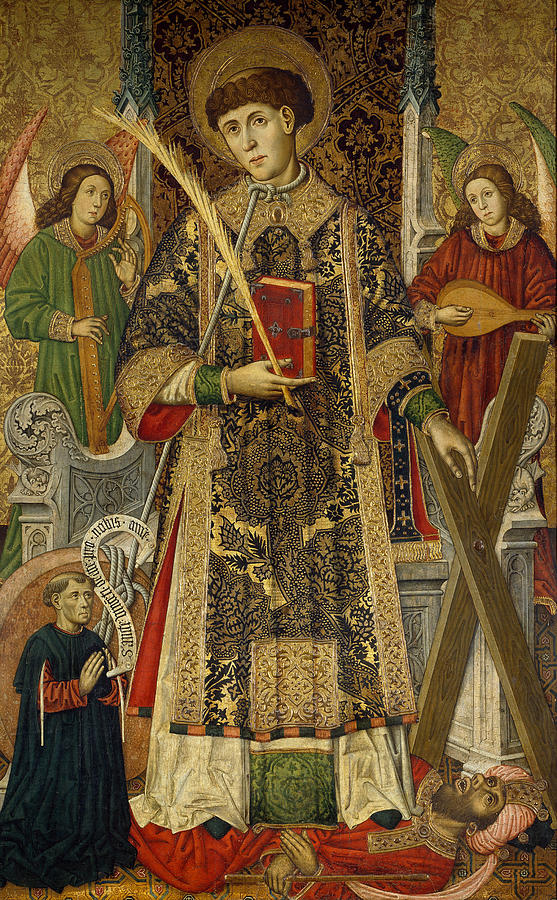 Saint Vincent Deacon and Martyr with a Donor Painting by Tomas Giner