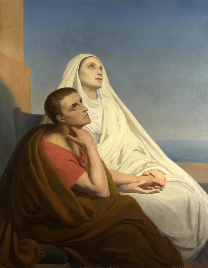 Ary Scheffer Painting - Saints Augustine and Monica by Ary Scheffer