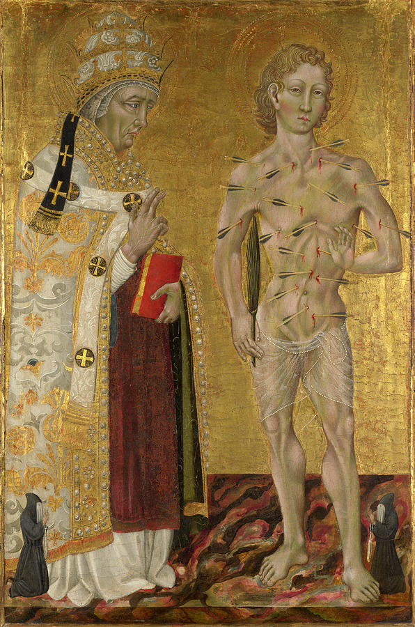 Saints Fabian and Sebastian Painting by Giovanni di Paolo