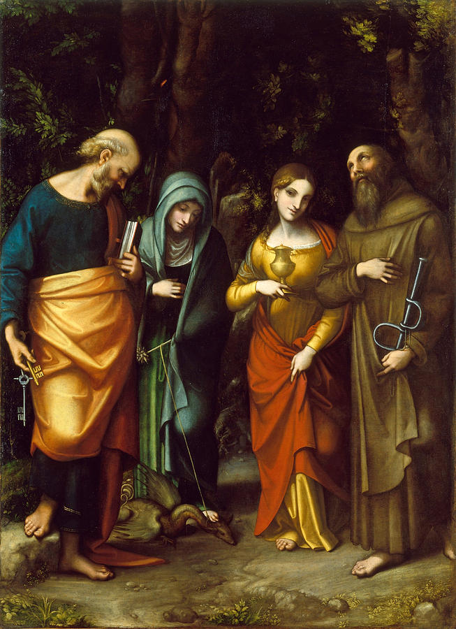 Saints Peter Martha Mary Magdalen and Leonard Painting by Correggio