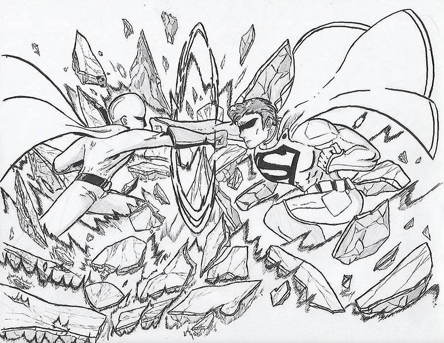 Saitama vs. Superman Drawing by Preston Watkins - Pixels