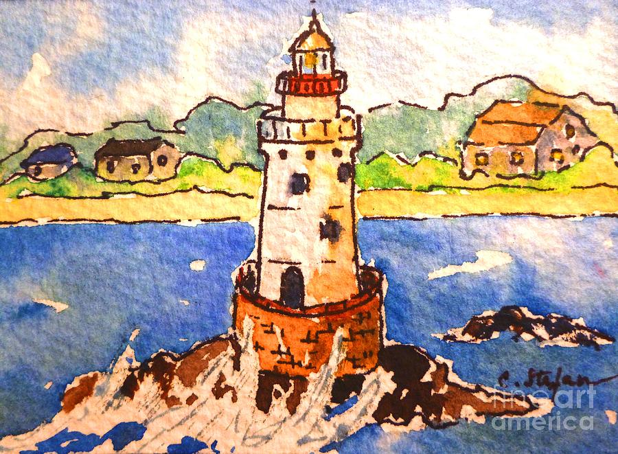 Sakonnet Lighthouse - Rhode Island - USA Painting by Cristina Stefan