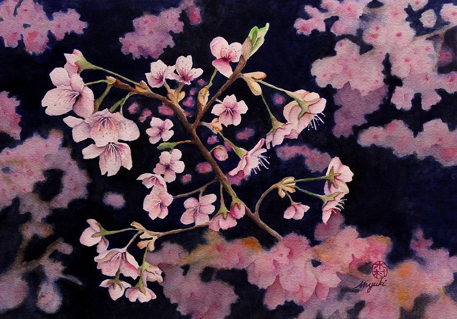Sakura in Blue Painting by Kelly Miyuki Kimura