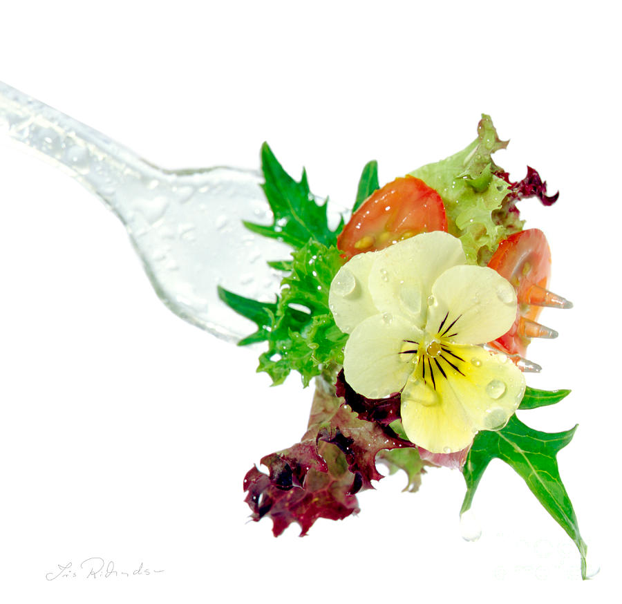 Salad Photograph - Salad on Fork by Iris Richardson