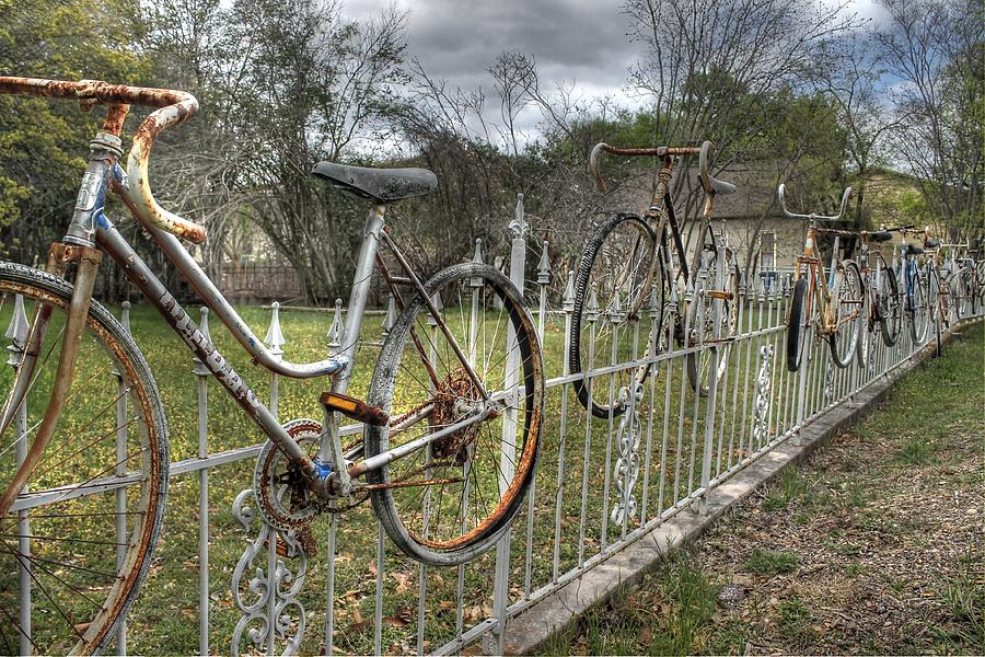 Salado Texas Bike Fence Photograph by Jane Linders