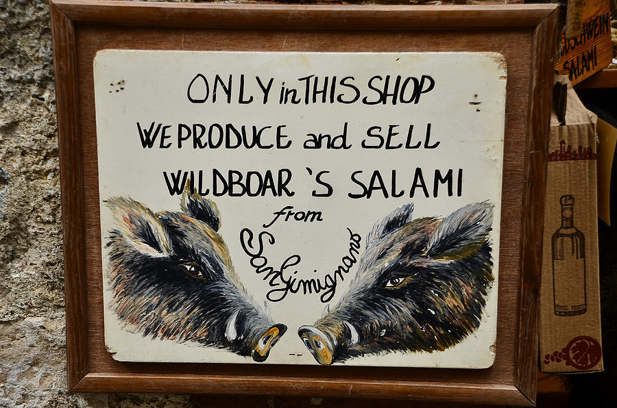 Wild boars salami sign Photograph by Dany Lison