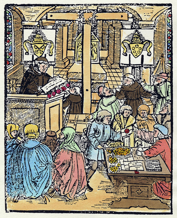 Sale Of Indulgences In A Church, 1525 Painting by Granger Pixels