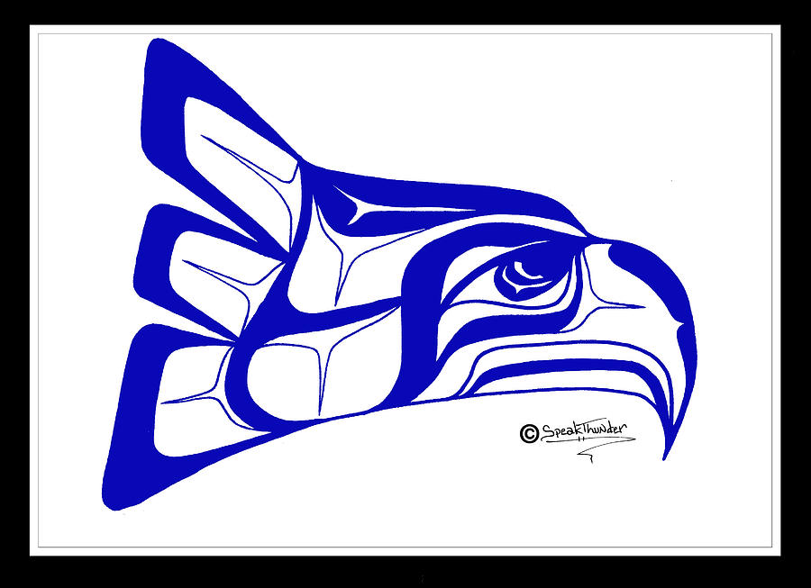 Seattle Seahawks Drawing - Salish Seahawks logo by Speakthunder Berry