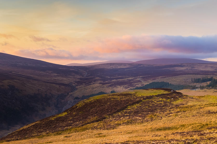 Sally Gap in Wicklow Mountains at sunset Photograph by Semmick Photo