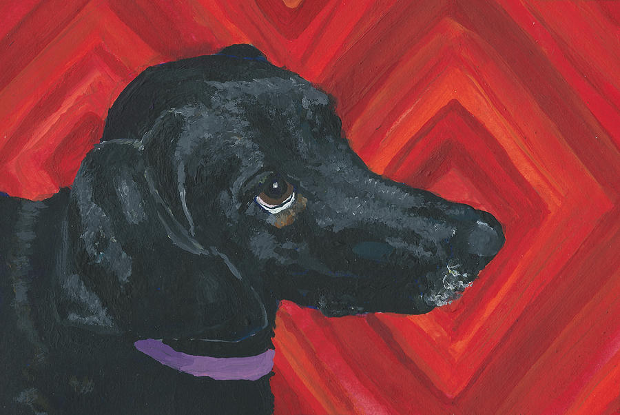 Sally The Black Dog Painting