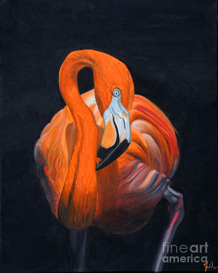 Sally the Flamingo Painting by Jane Axman