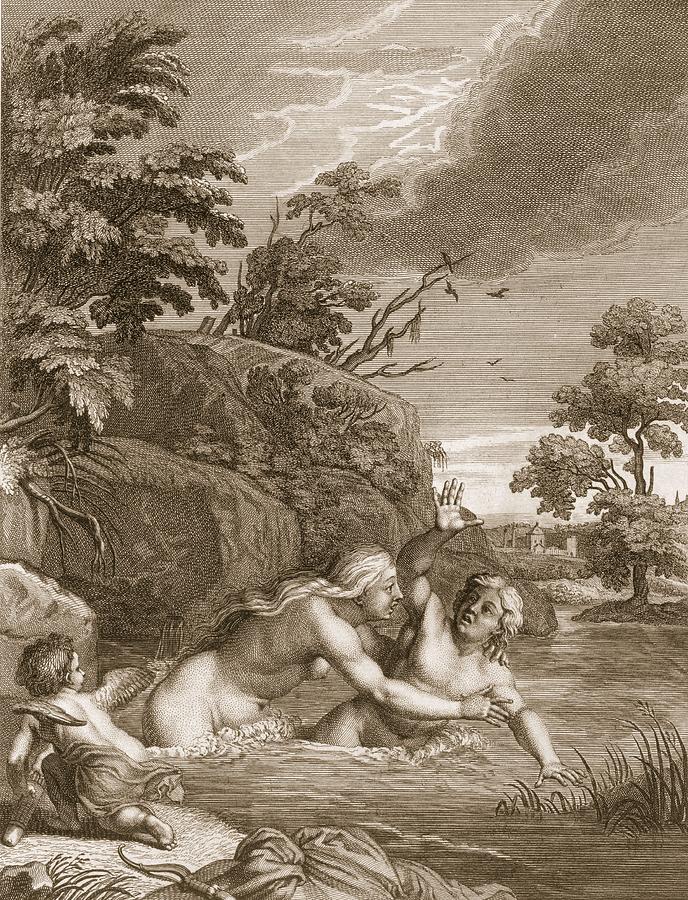 Nude Drawing - Salmacis And Hemaphroditus United by Bernard Picart