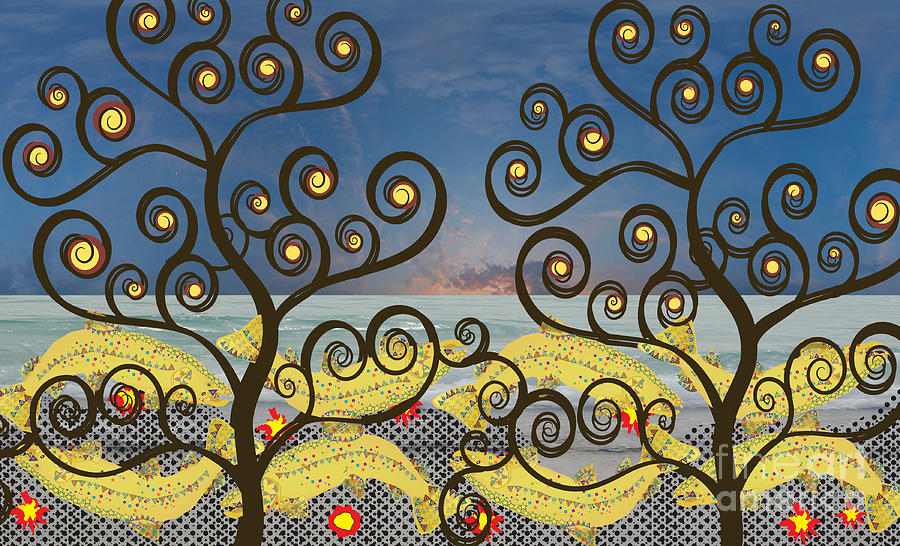 Salmon Spawning Digital Art - Salmon Dance Blue by Kim Prowse