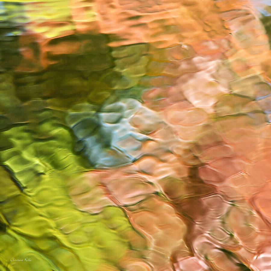 Salmon Mosaic Abstract Square Mixed Media by Christina Rollo
