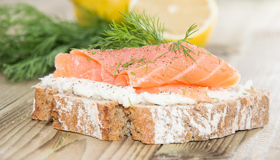 Salmon on a bread with horseradish Photograph by Handmade Pictures