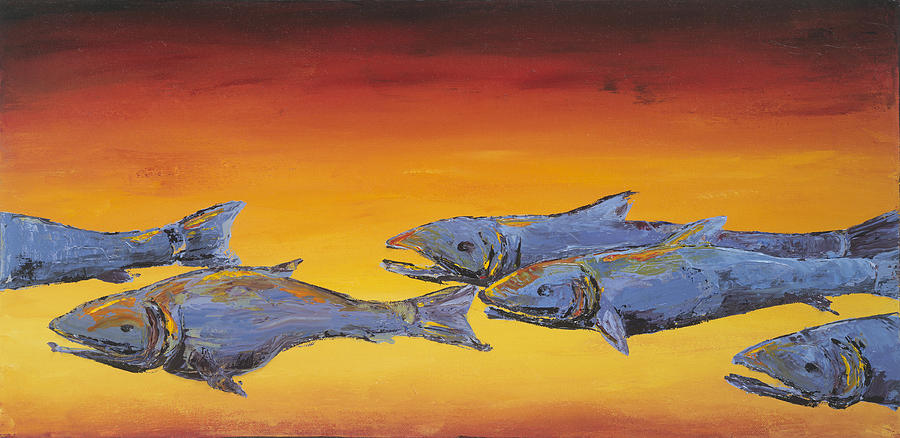 Salmon Sunrise Painting by Carolyn Doe