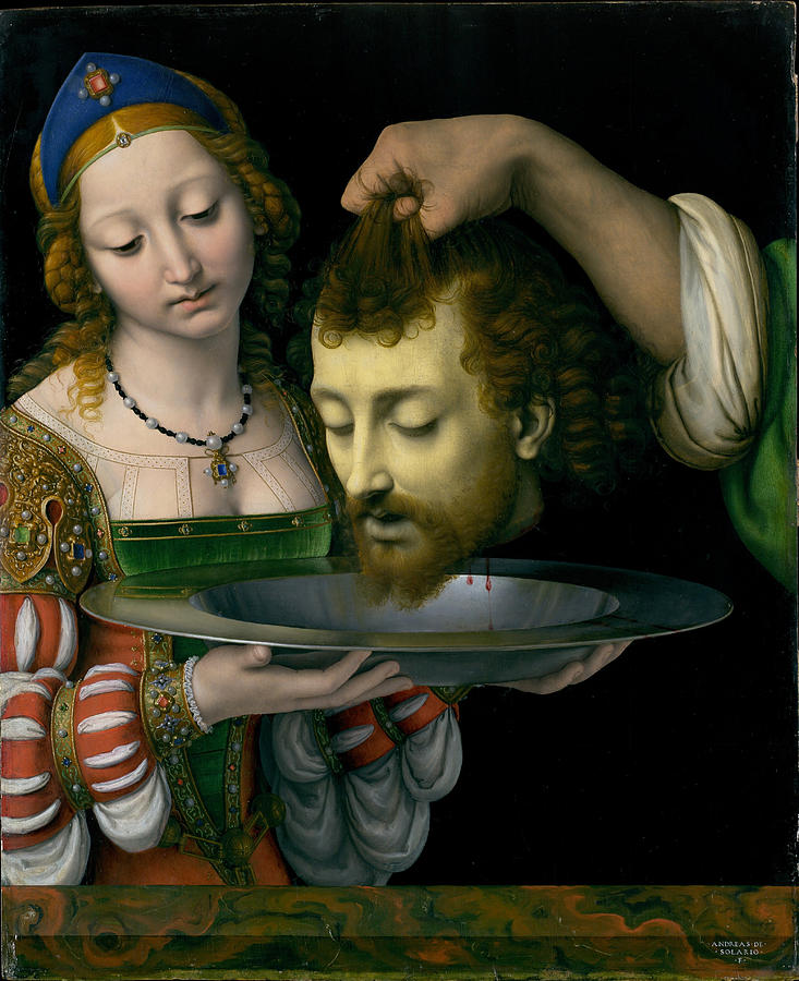Andrea Solario Painting - Salome with the Head of Saint John the Baptist by Andrea Solario