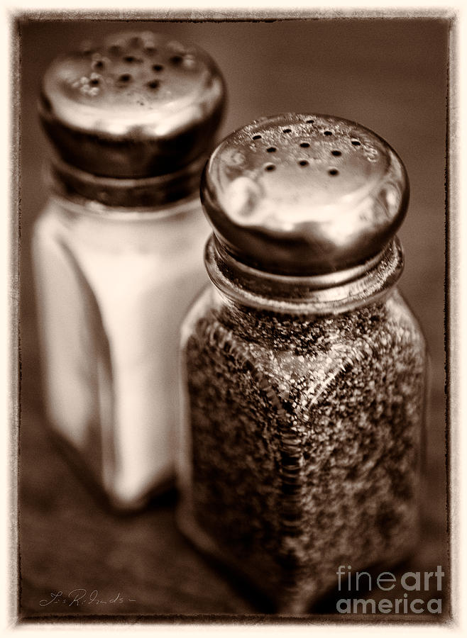 Spices Photograph - Salt and Pepper Shaker Sepia by Iris Richardson