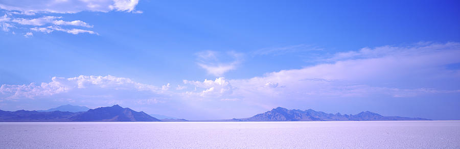 Nature Photograph - Salt Flats With A Mountain Range by Panoramic Images