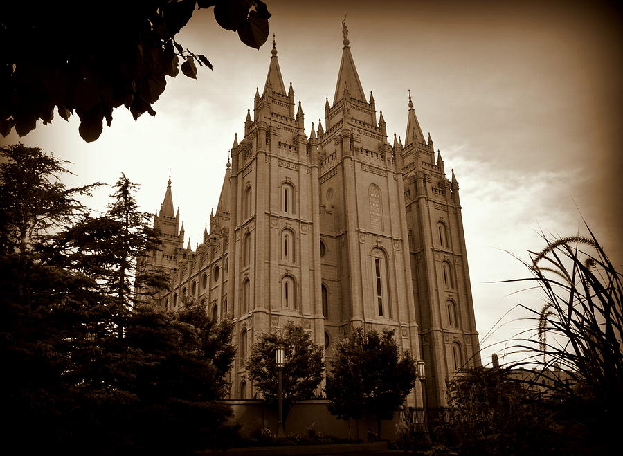 Salt Lake City LDS Temple Sepia Photograph by Nathan Abbott