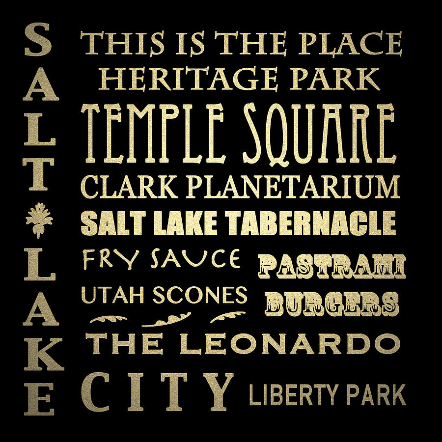Salt Lake City Digital Art - Salt Lake City Famous Landmarks #1 by Patricia Lintner