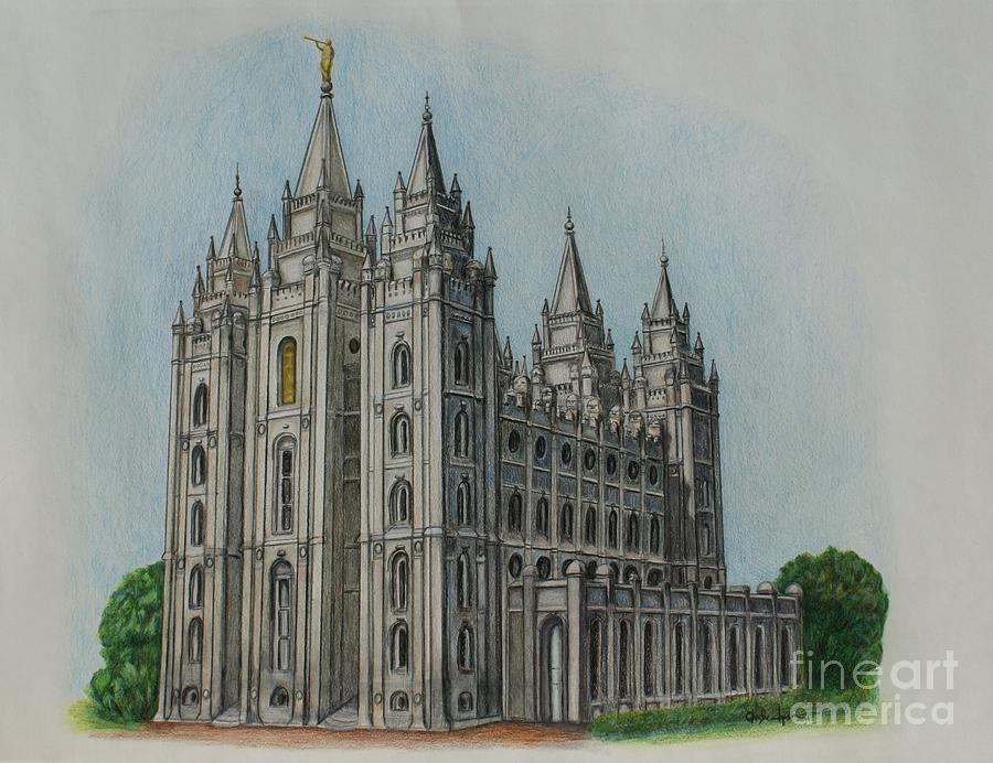 Salt Lake City Temple I Drawing by Christine Jepsen