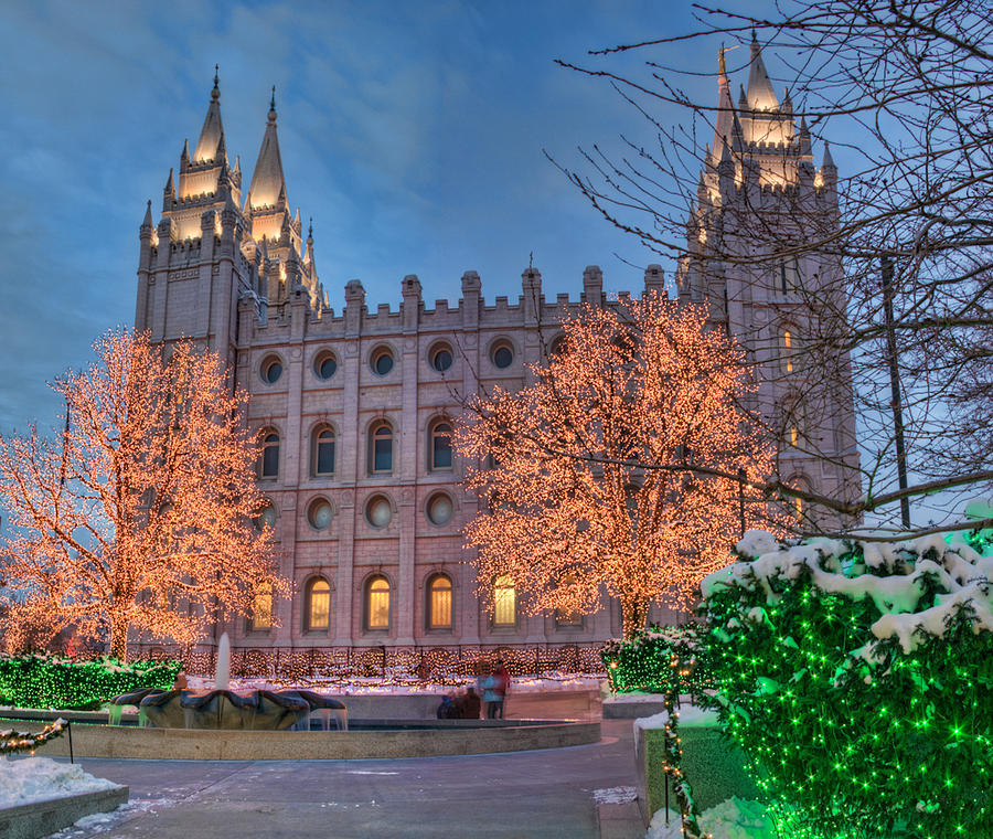 Salt Lake Temple Christmas Photograph by Tom Stonehocker