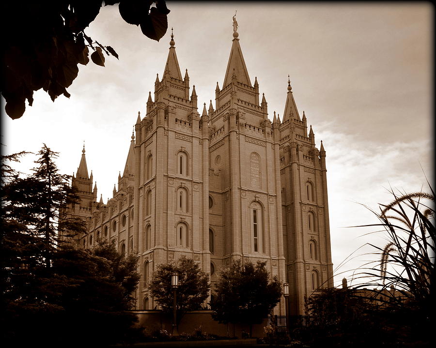 Salt Lake Temple in Sepia Photograph by Nathan Abbott