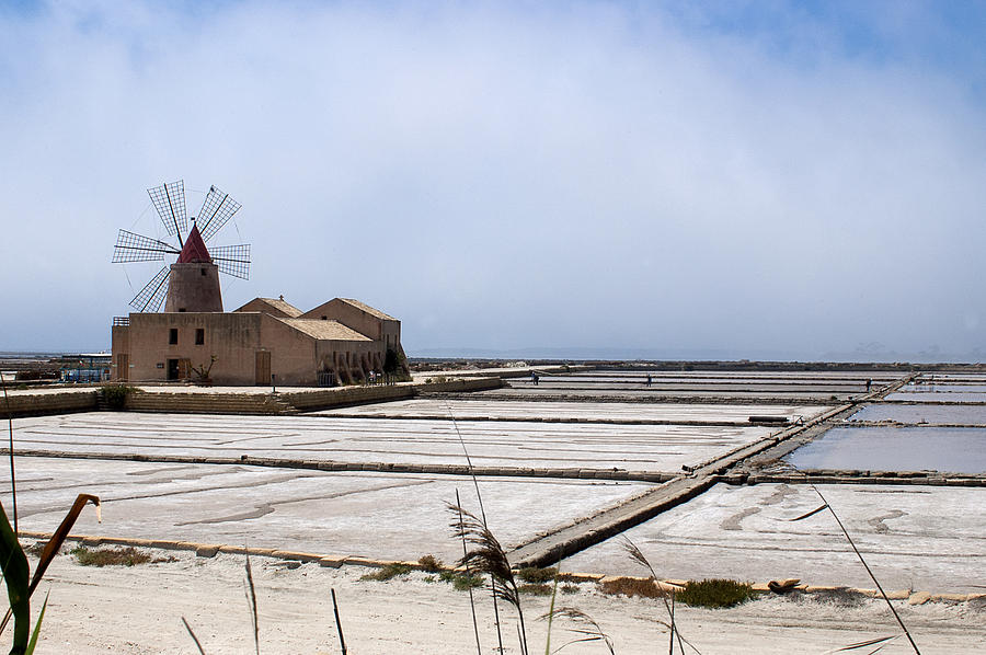 Landscape Photograph - Salt Marches And Windmill by Marco Battaglia