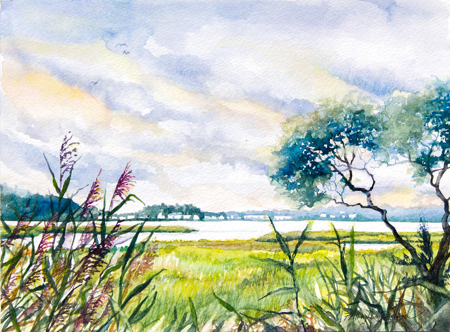 Salt Marshes Delaware Painting by Patricia Allingham Carlson
