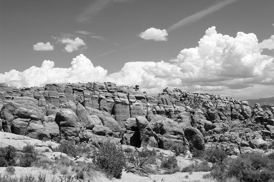 Salt Valley 5 Arches National Park BW Photograph by Mary Bedy