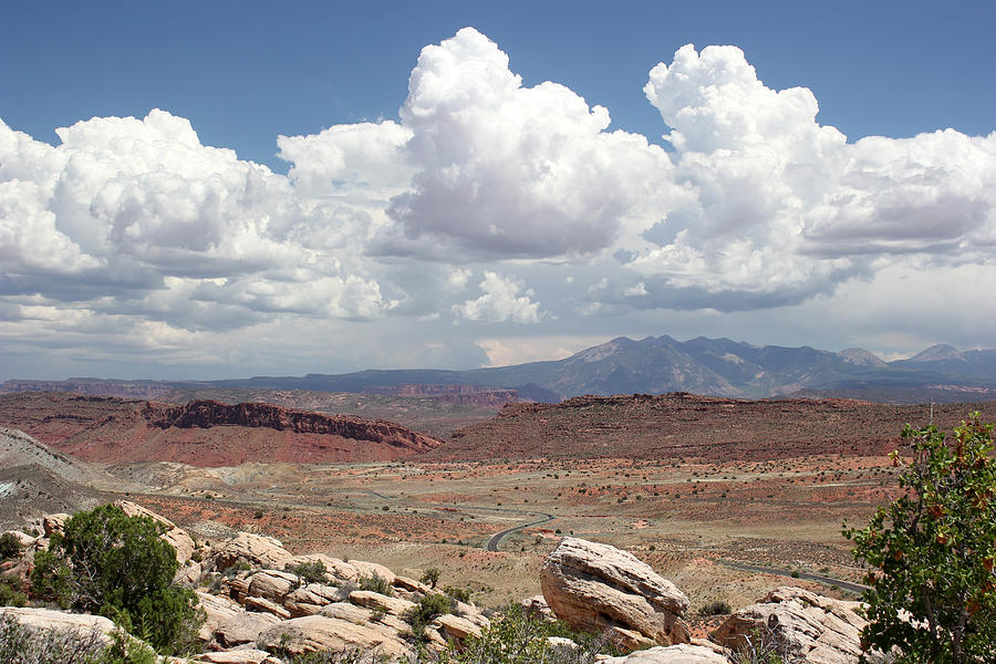 Salt Valley Overlook with La Sal Mountains Photograph by Mary Bedy
