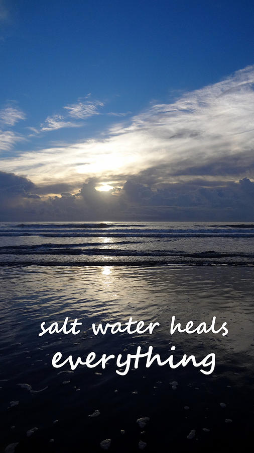 XL Salt Water Heals Everything Ocean Seascape Sunrise Painting by Katy Hawk