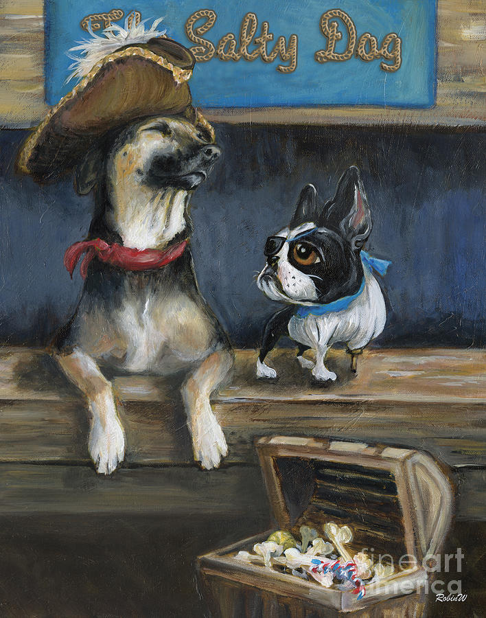 Salty Dogs Painting by Robin Wiesneth