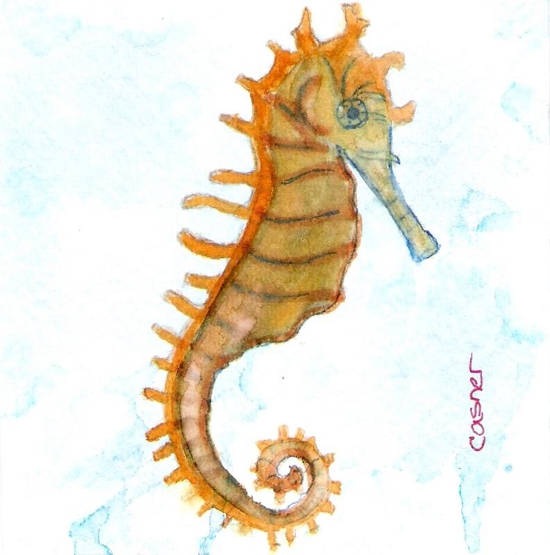 Salty Seahorse Painting by Colleen Casner