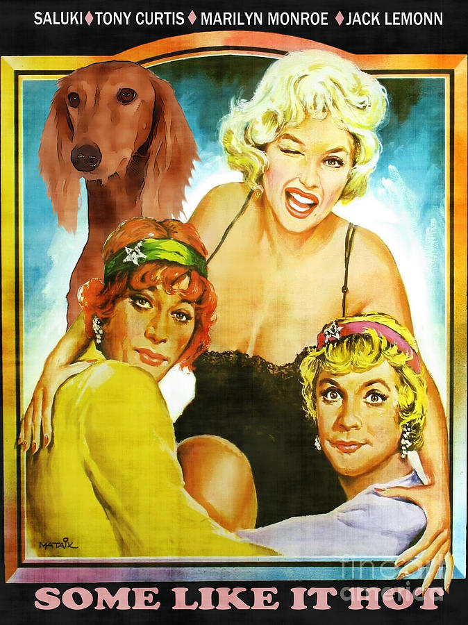 Dog Painting - Saluki Art - Some Like Hot Movie Poster by Sandra Sij