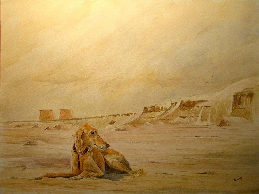 Dog Painting - Saluky at Luxor by Juan  Bosco