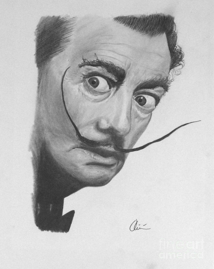 Salvador Dali Portrait Drawing by M Oliveira
