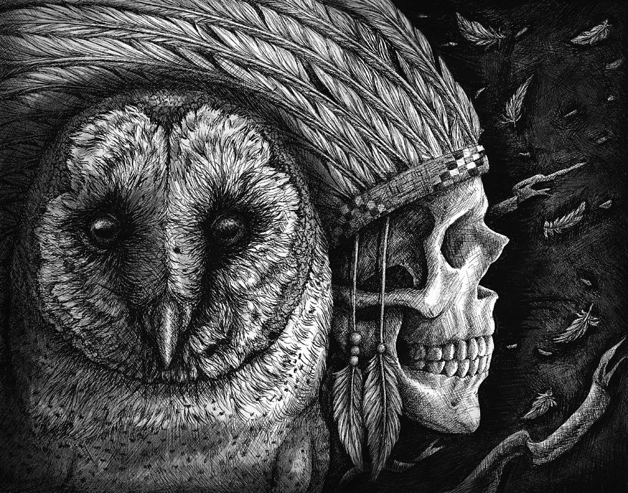 Owl Drawing - Salvation Upon Us by Danielle Trudeau