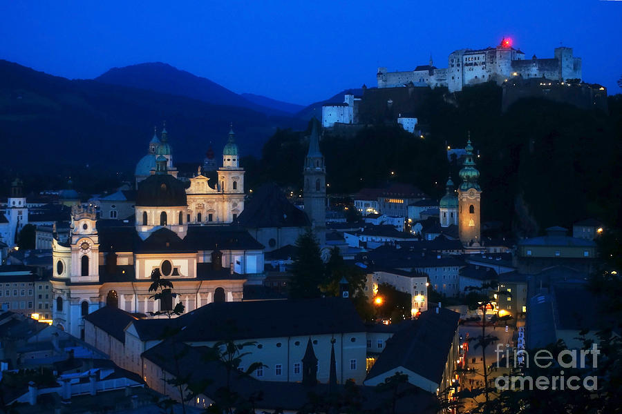 Salzburg Austria at night Photograph by Rudi Prott