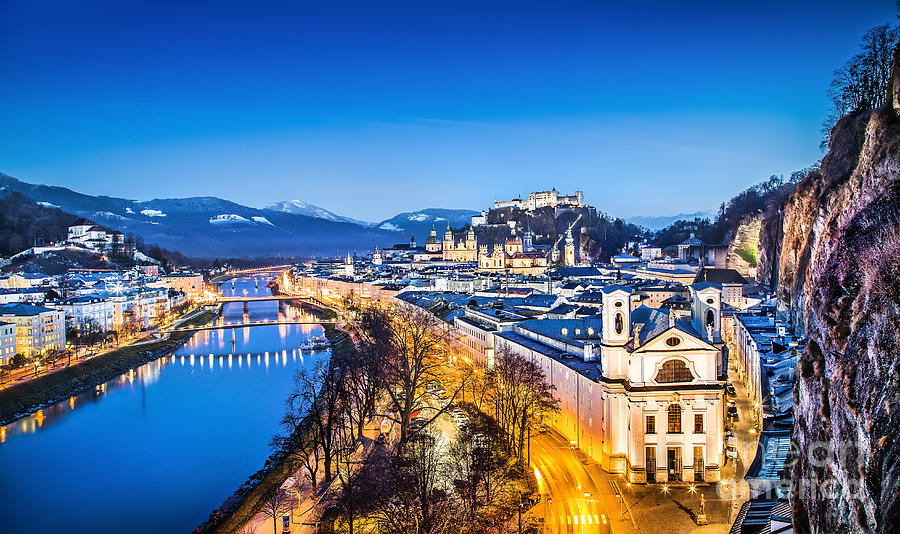 Salzburg Blue Hour Photograph by JR Photography - Fine Art America