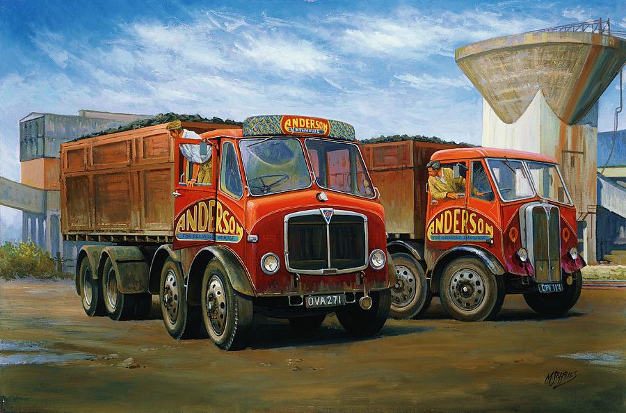 Sam Andersons AEC tippers. Painting by Mike Jeffries