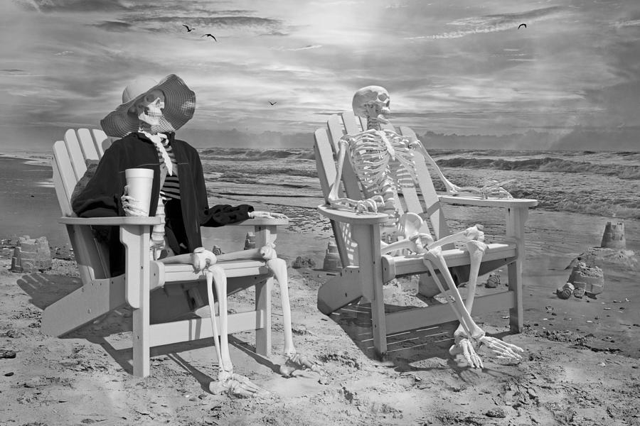 Skeleton Photograph - Sam Exchange Old Tales with a Friend by Betsy Knapp