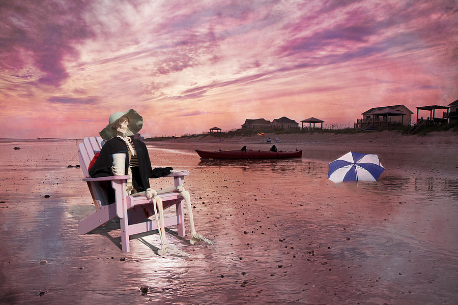 Sunset Digital Art - Sam Takes a Break from Kayaking by Betsy Knapp