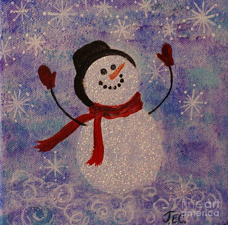 Sam the Snowman Painting by Jane Chesnut