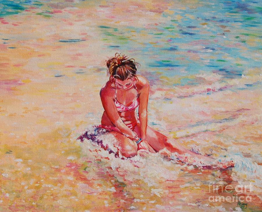 Samantha On The Beach Painting by Henny Dagenais